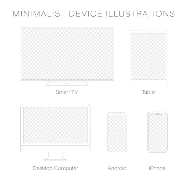 Gadgets Mockup Collection Minimalist Device Illustrations Smart Tablet Ipad Desktop Stock Illustration
