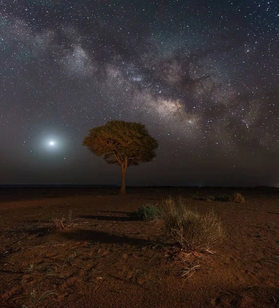 Milky Way Shot Sahara Desert Merzouga Erg Chebbi Morocco — Stock Photo, Image