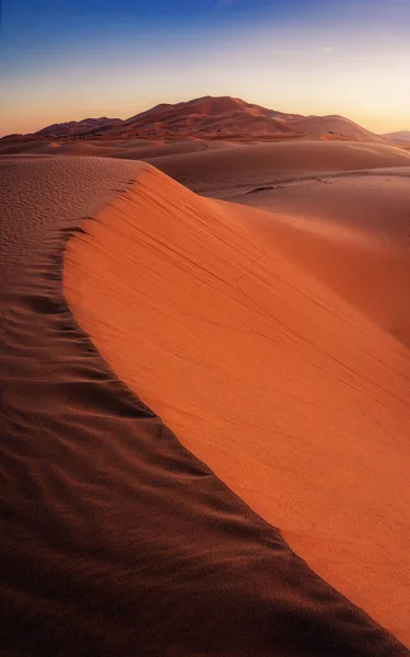 Contrasting Line Dunes Merzouga Erg Chebbi Morocco — Stock Photo, Image