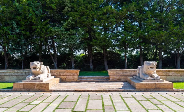 Ankara Turquía Septiembre 2020 Lion Road Anitkabir Las Estatuas Leones — Foto de Stock