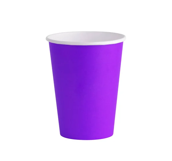 纸杯紫色纸杯 白色底色 收割路径 — 图库照片