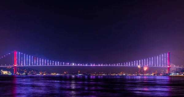 Istanbul Turkey Istanbul Bosphorus Bridge July Martyrs Bridge Turkish Temmuz — стоковое фото