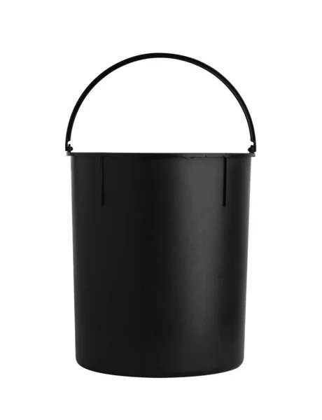 垃圾箱 白色背景的黑色垃圾桶 — 图库照片