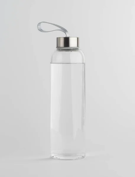 Glass Water Bottle Isolated White Background — Stockfoto