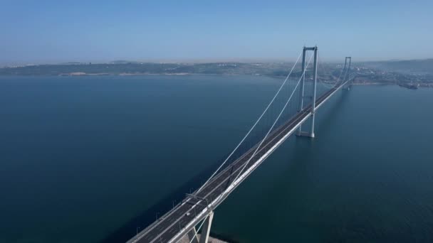 Most Osmangazi Most Izmit Bay Izmit Kocaeli Turkey Letecký Výstřel — Stock video