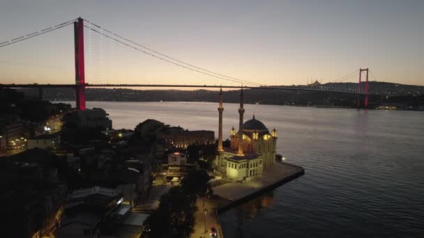 Vista Aérea Istambul Bela Paisagem Bosphorus Istambul Ortakoy Ponte Bosphorus — Vídeo de Stock