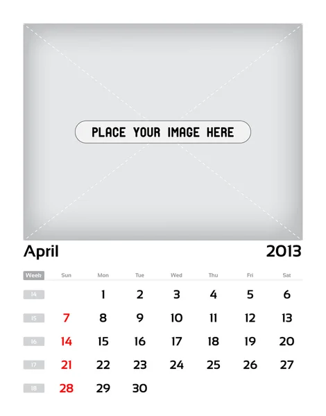 Calendario Horizontal - 04 de abril — Vector de stock