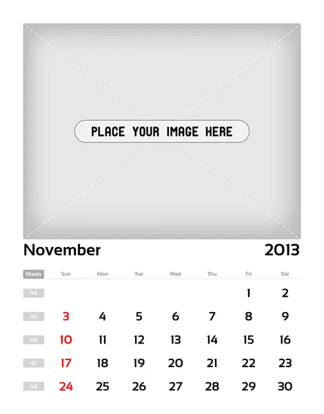 Календар А4 - 11 листопада — стоковий вектор