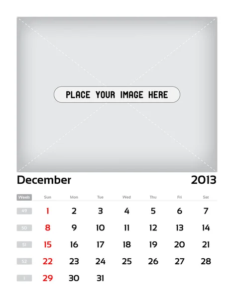 Calendario A4 - 12 de diciembre — Vector de stock