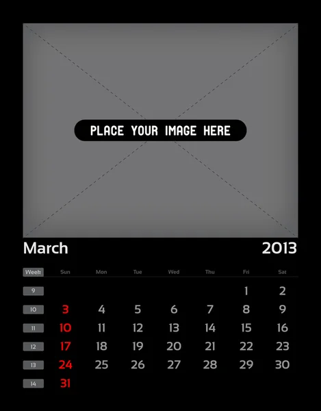Kalendář horizontální - 03 březen — Stockový vektor