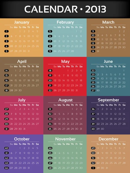 Calendario de tarjetas 2013 — Vector de stock