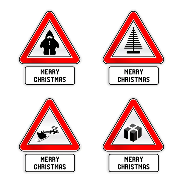 Conjunto de señales de tráfico de Navidad — Vector de stock