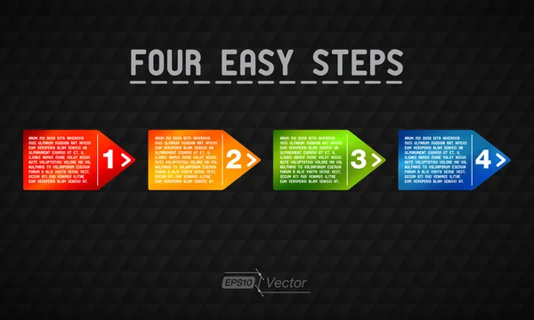 Coloridas flechas de cuatro pasos — Vector de stock