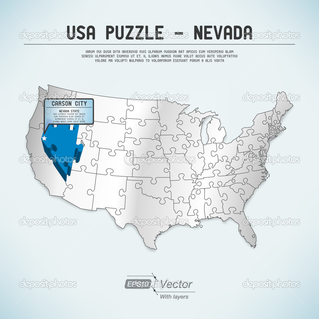 USA map puzzle - One state-one puzzle piece -