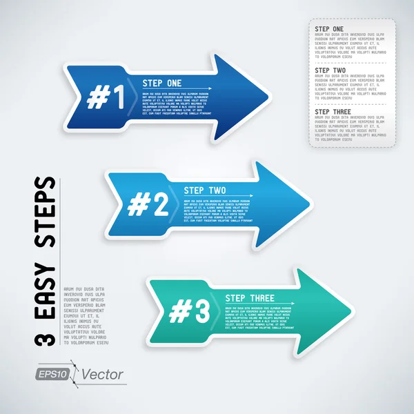 Próximos pasos cajas de flecha — Archivo Imágenes Vectoriales