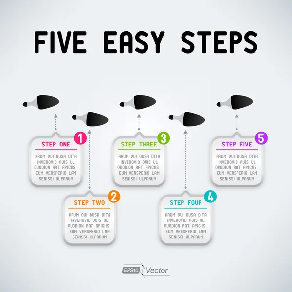 5 개의 쉬운 단계 스톡 벡터