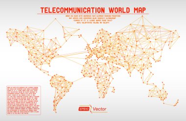 soyut telekomünikasyon Dünya Haritası daireler, çizgiler ve gradyanlar ile
