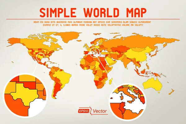 Mapa del mundo simple abstracto — Vector de stock