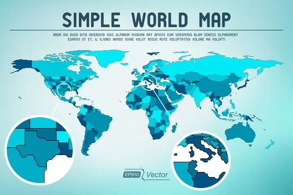 Mapa do mundo simples abstrato — Vetor de Stock