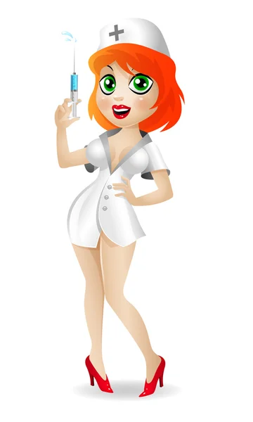 çekici hemşire holding şırınga