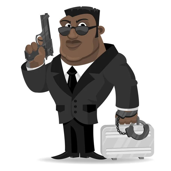 African agent keeps gun and suitcase — Stock Vector