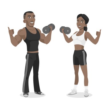 Siyahlar sporcular dumbbell elinde tutmak