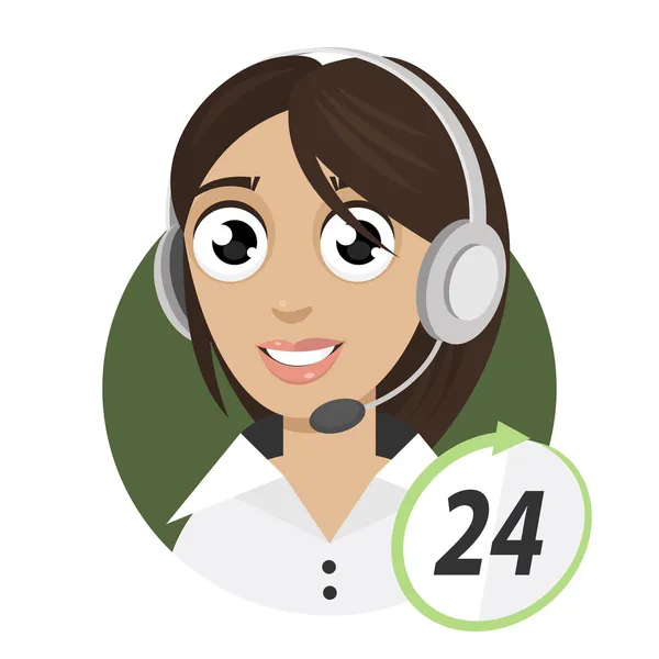 Menina telefonista, call center 24 — Vetor de Stock