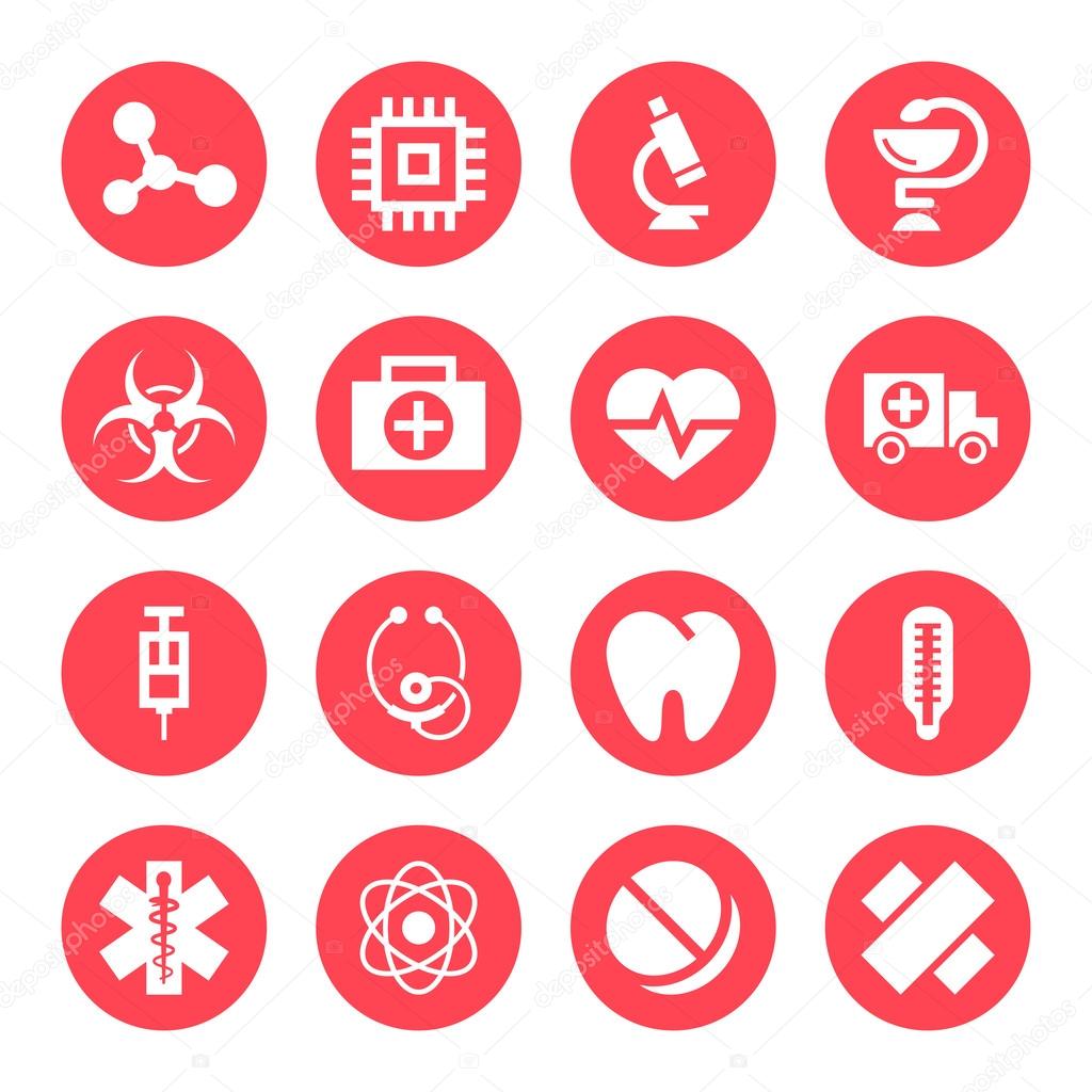 Medical monochrome red icons