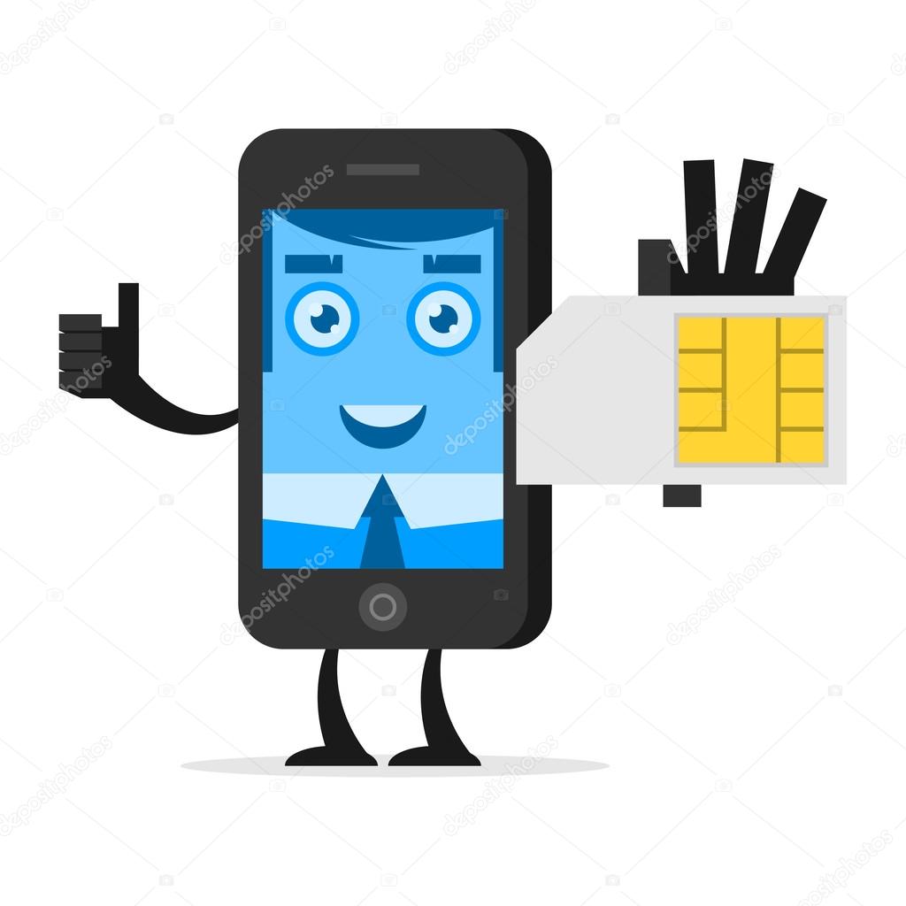 Character phone holds SIM card