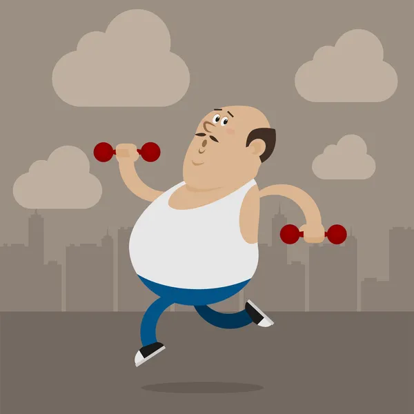 spor için şişman adam gider