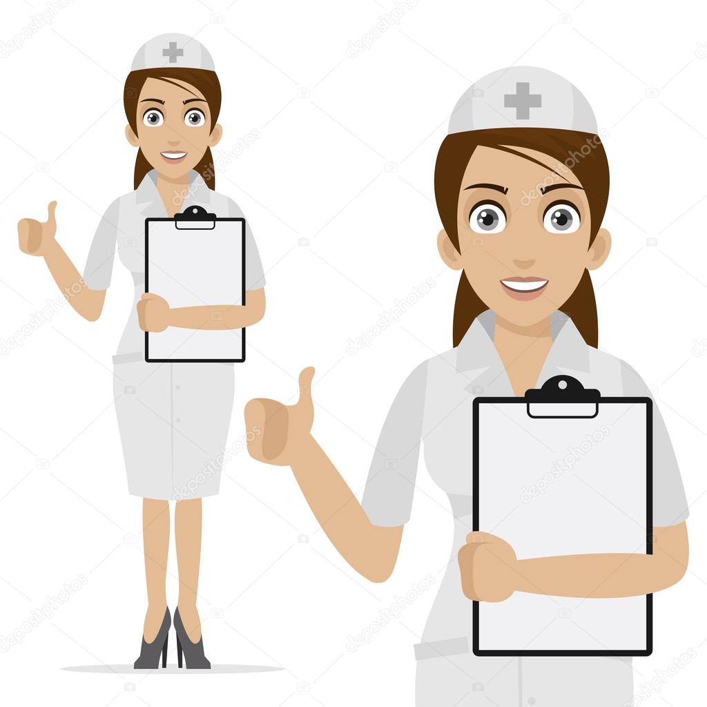 Nurse holds form and shows thumb up