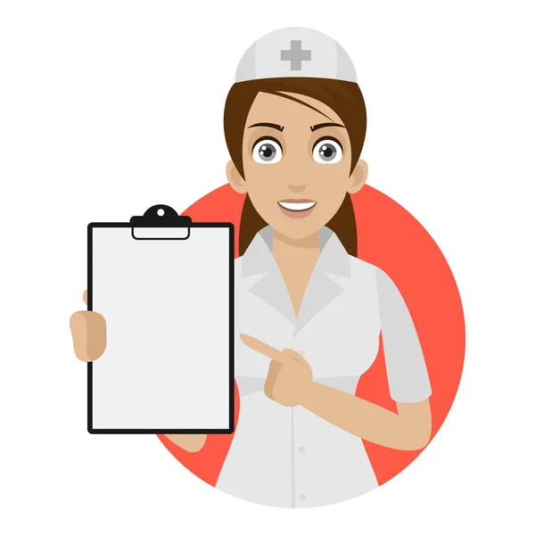 Nurse points to form in circle — Stock Vector