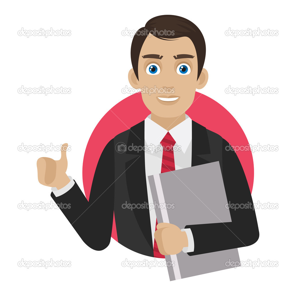 Businessman shows thumb up in circle