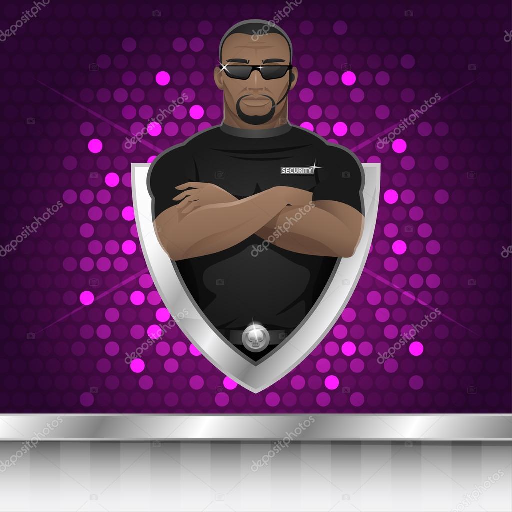 Background black man security guard of nightclub Stock Vector by