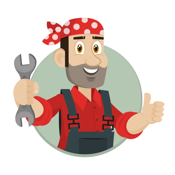 amblem tamirci anahtarı daire içinde tutar.