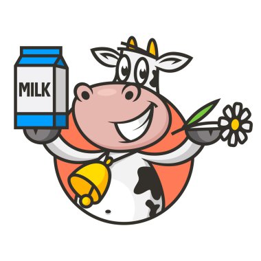amblem inek çiçek ve ambalaj süt tutar