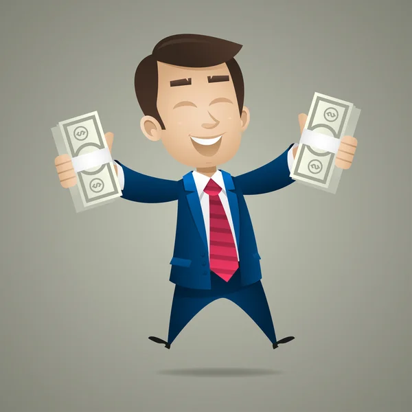 Businessman holds in hand dollar banknotes — Stock Vector