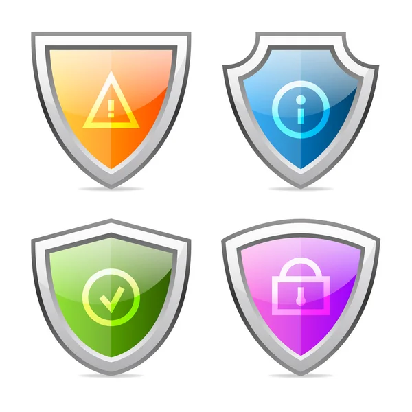 Set shields with identification signs — Stock Vector