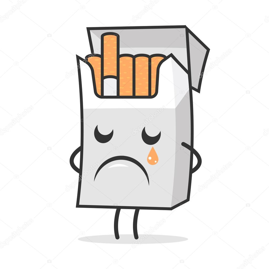 Cigarette pack weeps and sad