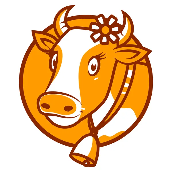Good cow smiling emblem — Stock Vector