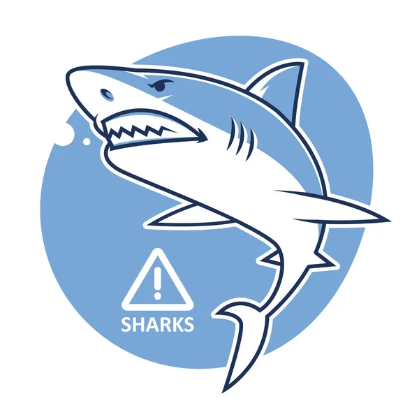 Evil shark warning sign — Stock Vector