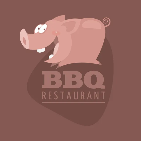 BBQ-restaurants embleem varken — Stok Vektör