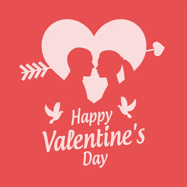 Valentine's day concept fille mec et coeur — Image vectorielle