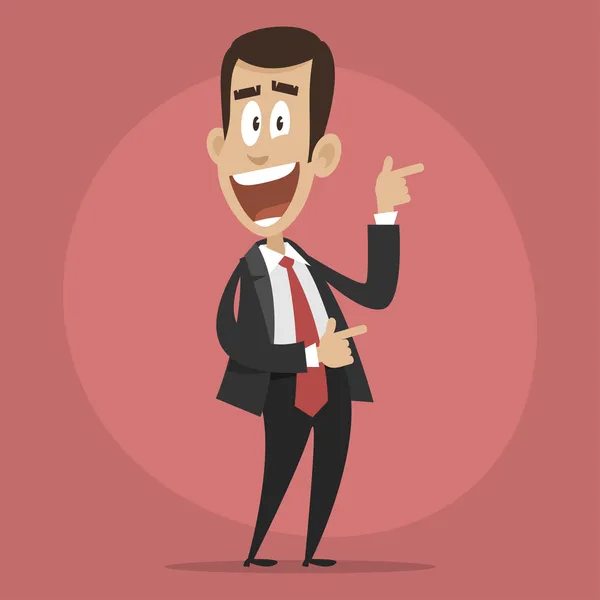 Personaje hombre de negocios puntos felices hacia — Vector de stock