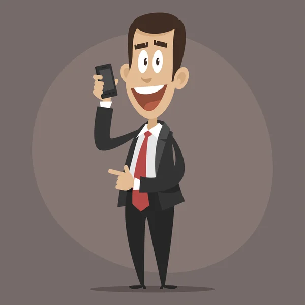 Happy Businessman Berbicara di Telepon - Stok Vektor