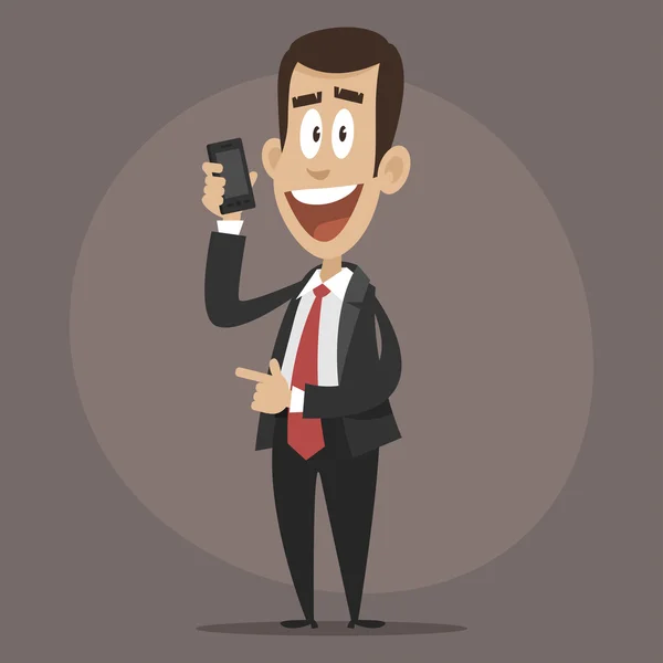 Feliz Empresario Hablando por Teléfono — Vector de stock