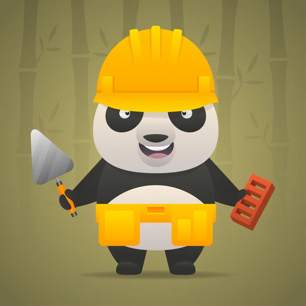 Panda constructor de personajes en casco — Vector de stock