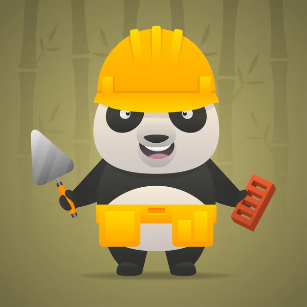 Panda karaktär builder i hjälm — Stock vektor