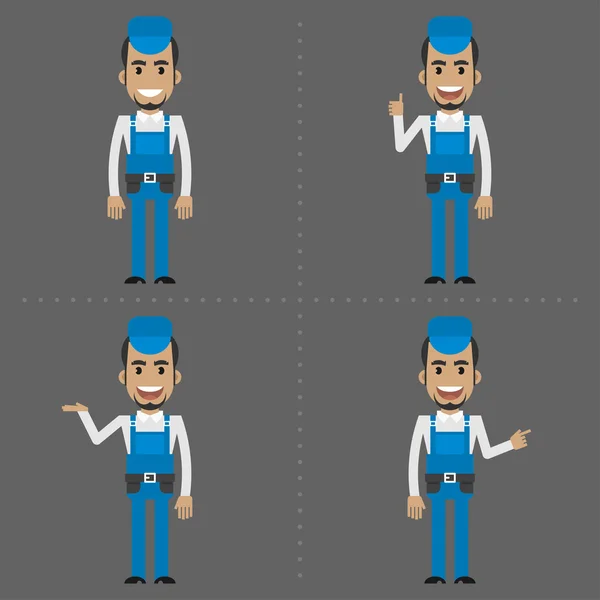 Reparador indica en varias poses — Archivo Imágenes Vectoriales