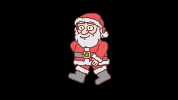 Zabawny Charakter Święty Mikołaj Spaceruje Uśmiecha Się Rama Klatce Animacji — Wideo stockowe